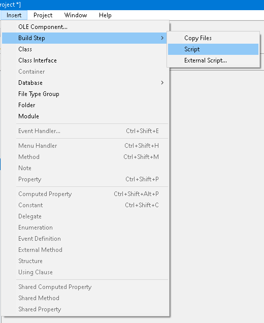 Select build settings